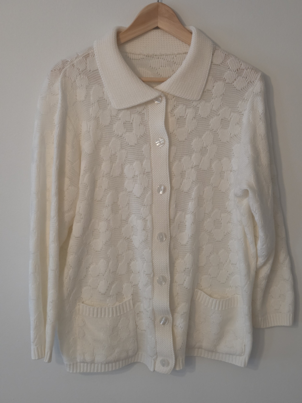 Cottagecore Grandma Off-white Button-Front Women's Sweater Cardigan